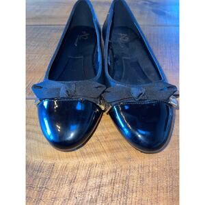 Womens A2 by Aerosoles Black Ballet Flats Cap Toe Bow Detail‎ Size 6